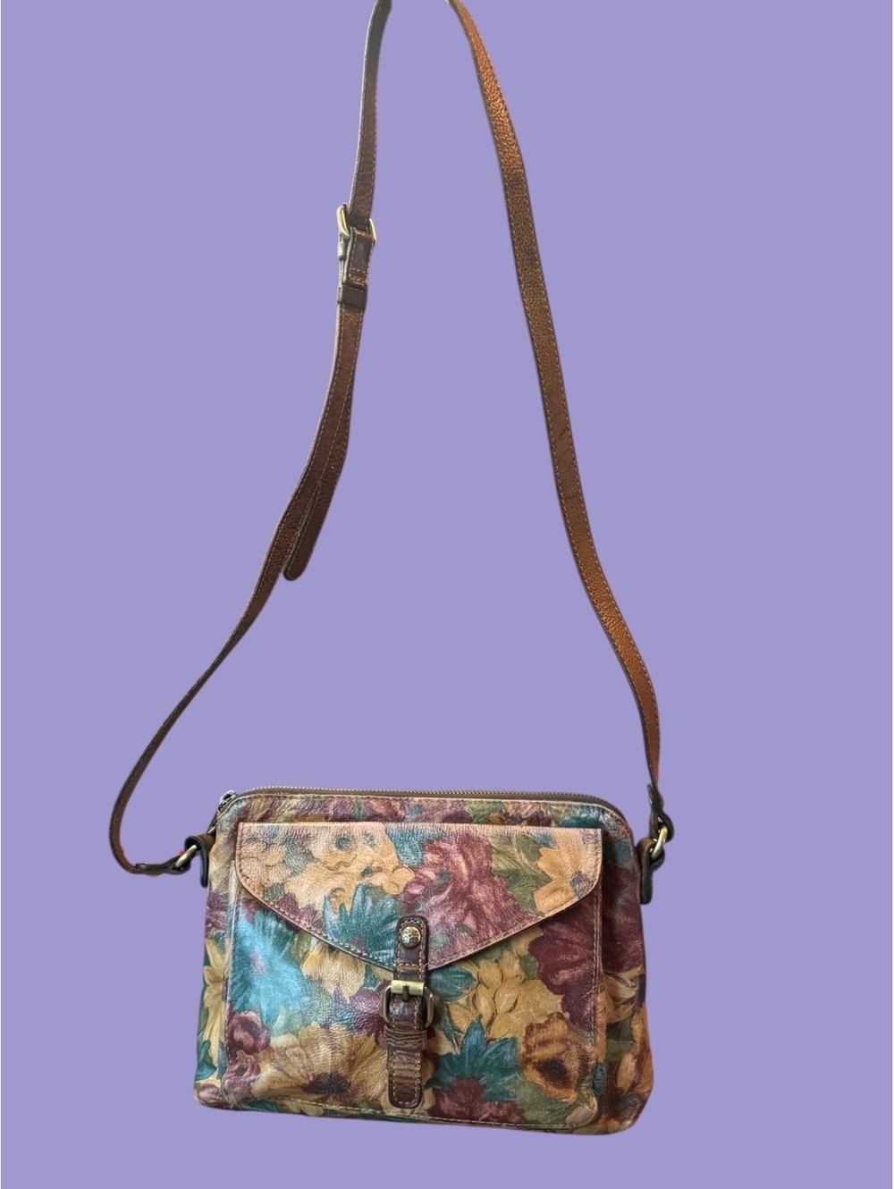 Patricia Nash Floral Leather Crossbody Bag 10x8